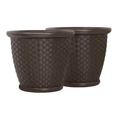 Sonora 18 in. Round Java Blow Molded Resin Planter (2-Pack)
