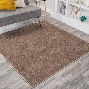 Haze Solid Low-Pile Brown 5 ft. Square Area Rug