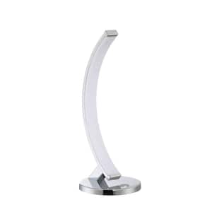 ARCH 15 in. Chrome, White Integrated LED Table Lamp with White Acrylic Shade