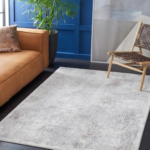 Craft Gray/Blue 5 ft. x 8 ft. Distressed Border Area Rug