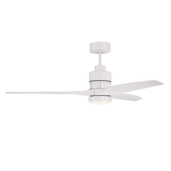 Sonnet Wi-Fi 52 in. Indoor White Finish Smart Ceiling Fan w/ Wi-Fi Enabled Remote & Integrated LED Light