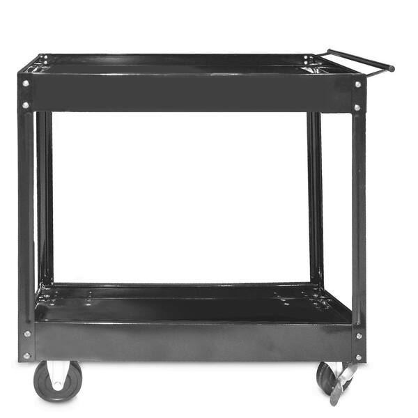 Steel Core 16 in. 2-Shelf Steel Service and Tool Utility Cart in Black