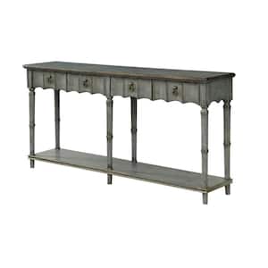 Mystique 72 in. Gray/Aged Copper Standard Rectangle Wood Console Table with 2-Drawers