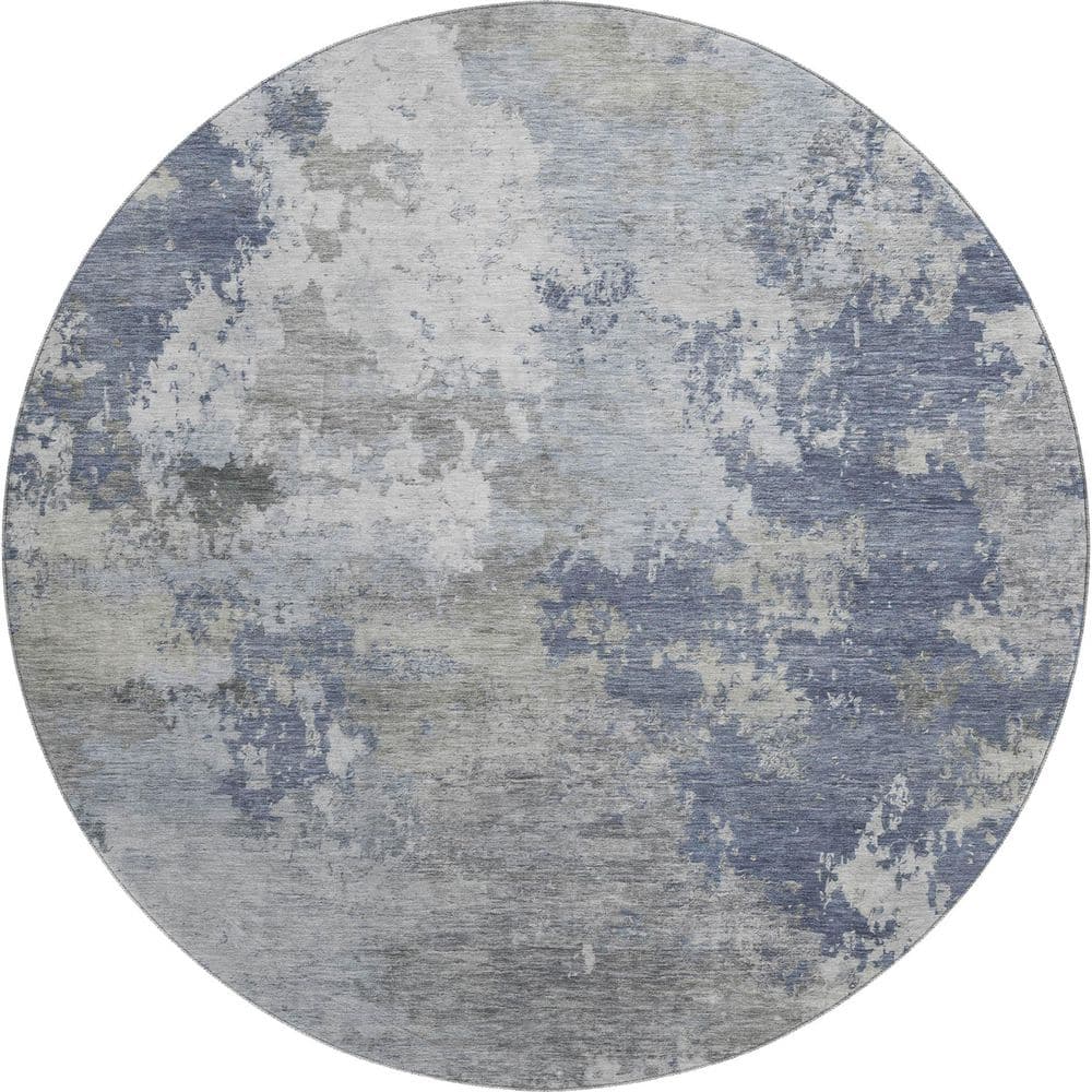 Mayfield Premium Machine Washable Abstract AMF2367 Denim 8 ft. x 8 ft. Round Rug price history on PriceWatchPro