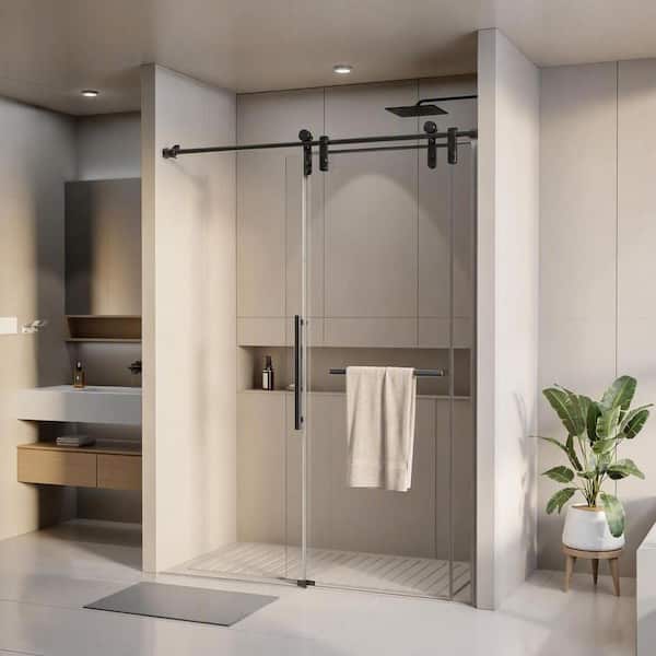 56-60 in. W x 75.5 in. H Sliding Frameless Glass Shower Door with 5/16 in. (8 mm) Clear Tempered Glass