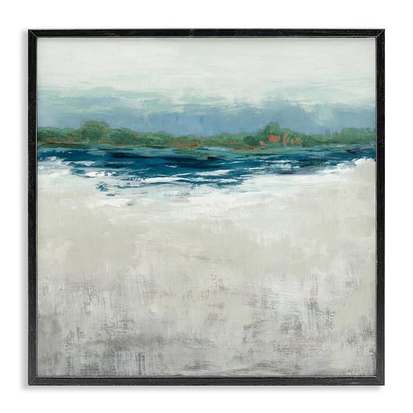 Stupell Industries Abstract Gradient Seascape by Jacob Q Black Framed Abstract Giclee Art Print 17 in. x 17 in.