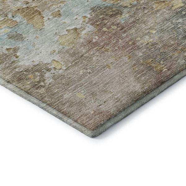Mayfield Premium Machine Washable Abstract AMF1234 Brown 3 ft. x 4 ft. Area Rug
