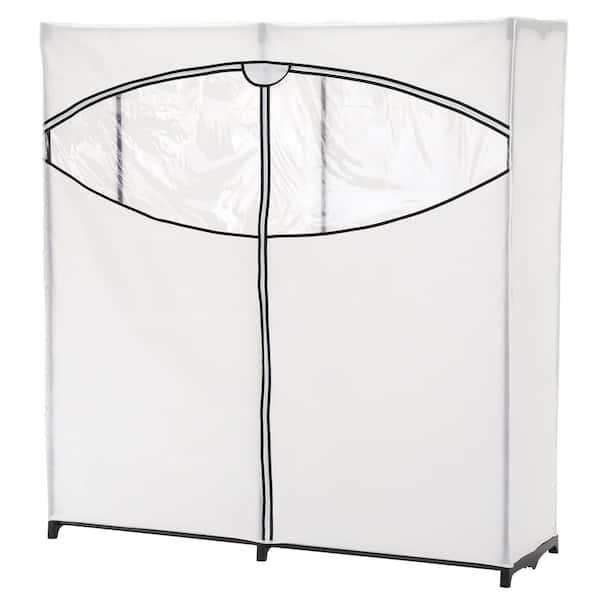 White 64-Inch Wide Portable Storage Closet with Cover