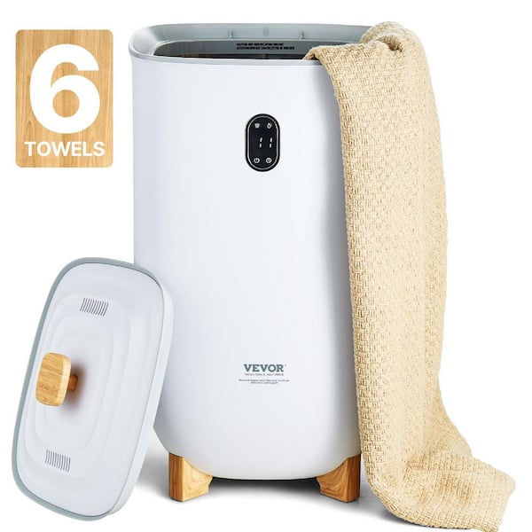 Towel Warmer Bucket 35L, Drying Modes 2-5h, Heating 20-90 Min Auto Shut Off, White, 2-Towel Racks Electric Plug-in