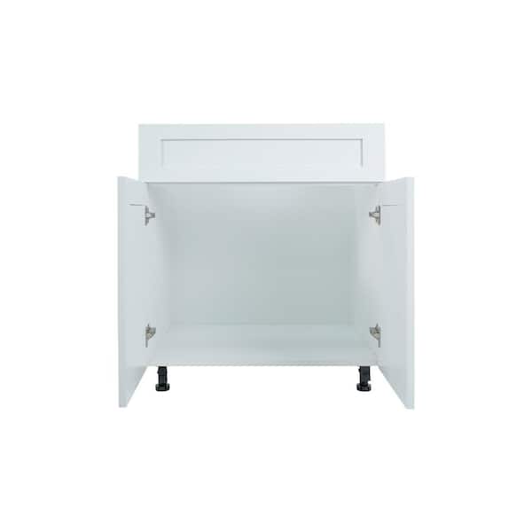 Cambridge Everest 30 in. W x 24 in. D x 34.5 in. H Ready to Assemble Shaker Sink Base Kitchen Cabinet in White