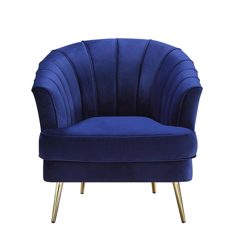 Acme Furniture Eivor Blue Velvet Highbacked Barrel Chair LV00211 - The Home  Depot