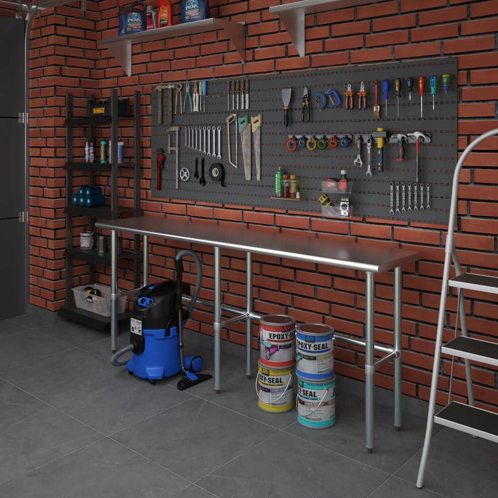 84" Silver Stainless Steel Industrial Utility Work Table
