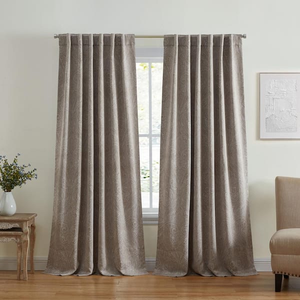 Vittoria Natural Polyester Paisley Print 52 in. W x 84 in. L Rod Pocket/Back-Tab Indoor Blackout Curtain (Single Panel)