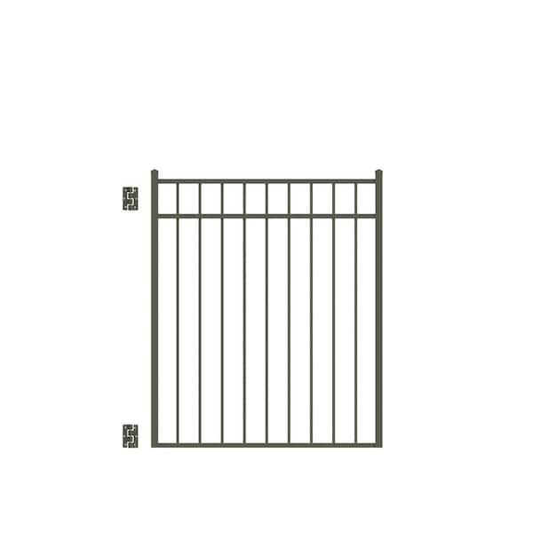 Barrette Outdoor Living Natural Reflections Standard-Duty 4 ft. W x 4.5 ft. H Pewter Aluminum Straight Pre-Assembled Fence Gate
