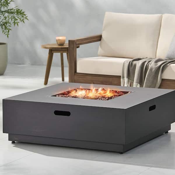 39 in. Brown Square Propane Outdoor Fire Pit