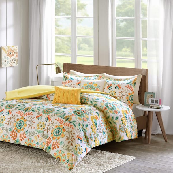 Intelligent Design Mona 5-Piece Multi Microfiber Full/Queen Floral Medallions Boho Comforter Set