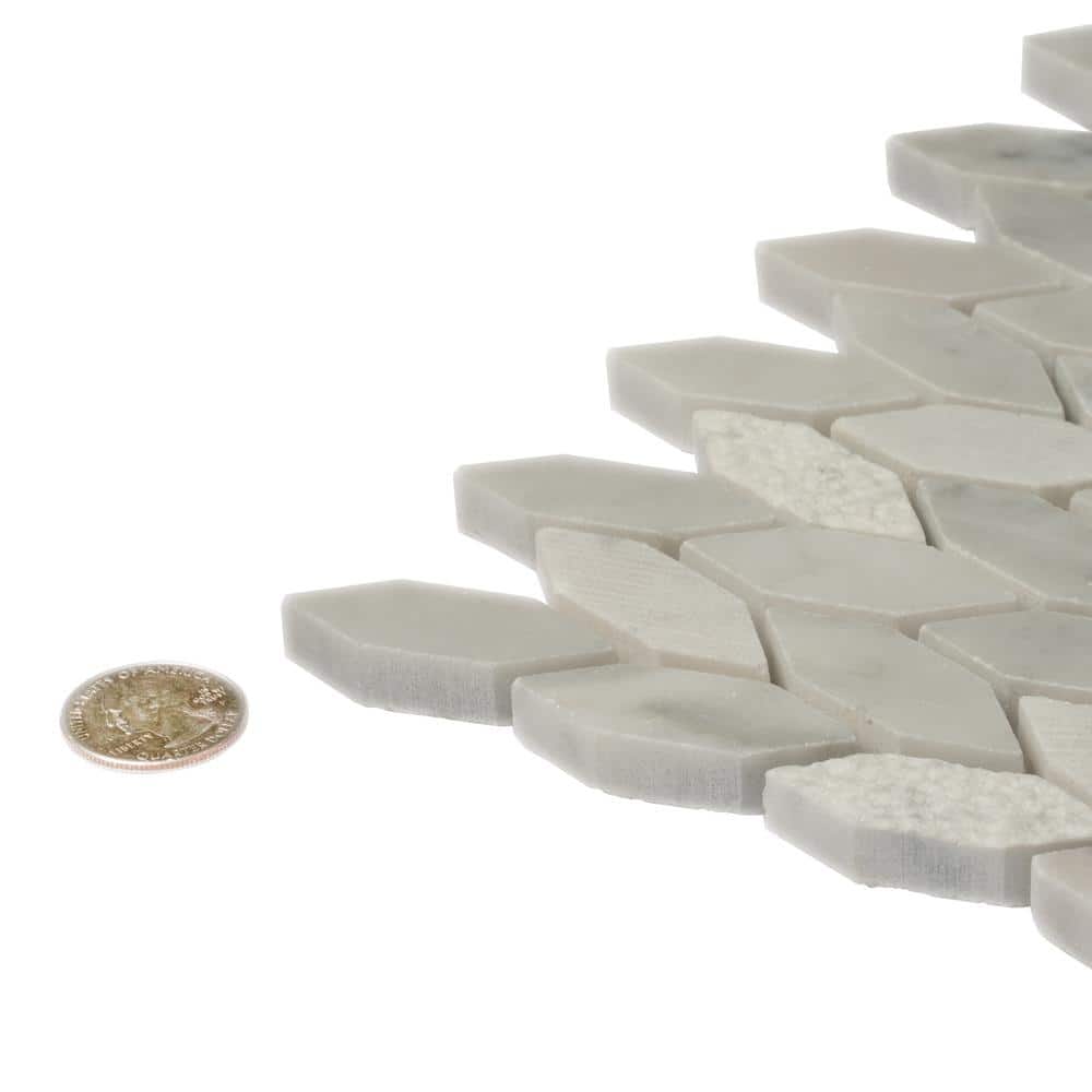 White and Gray Leaf Pattern Marble Mosaic Tile