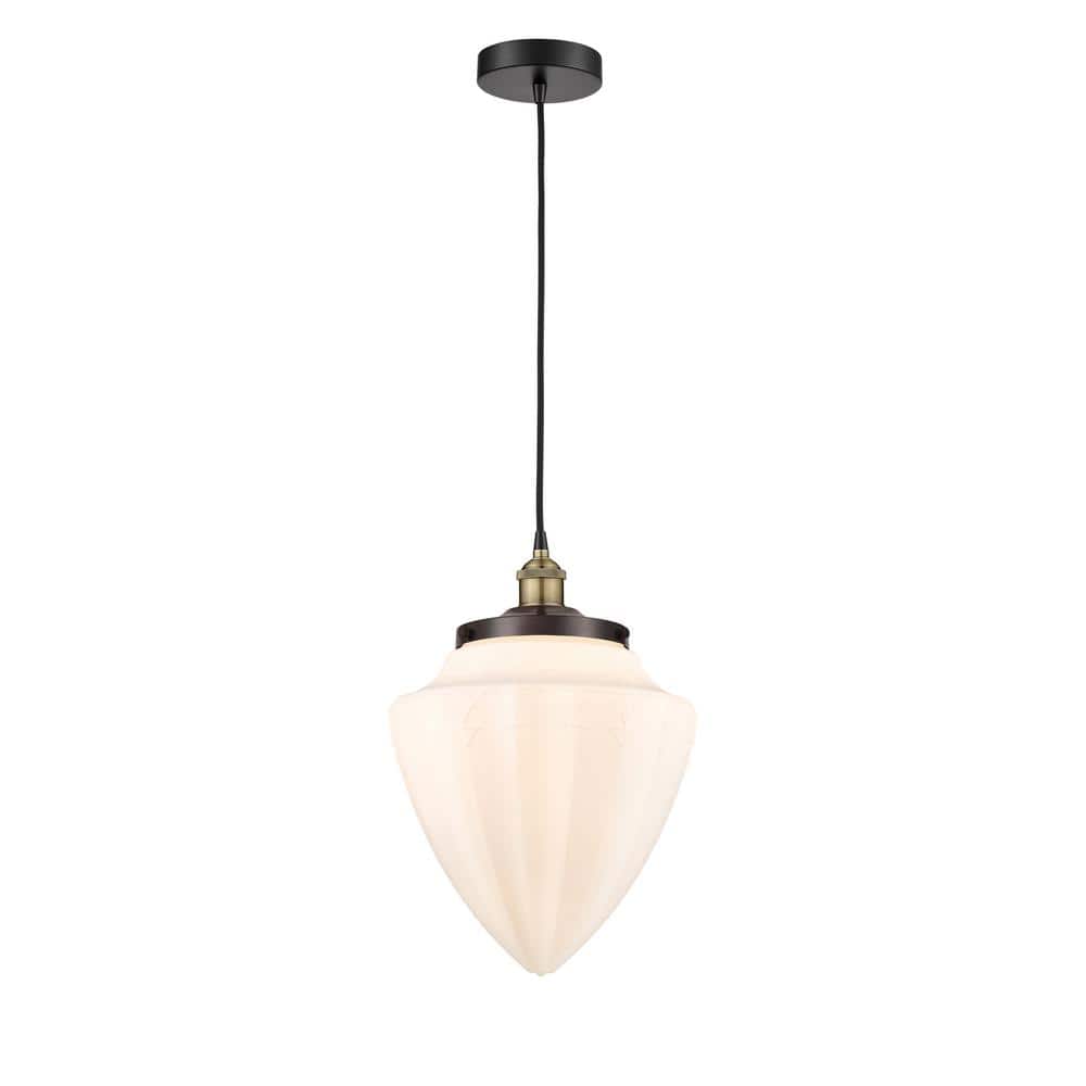 Bullet 100-Watt 1-Light Black Antique Brass Standard Mini Pendant Light with Painted Glass Shade, No Bulbs Included price history on PriceWatchPro
