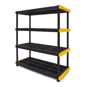 4-Tier Heavy Duty Ventilated Shelf Plastic Garage Storage Unit, (Black and Yellow)