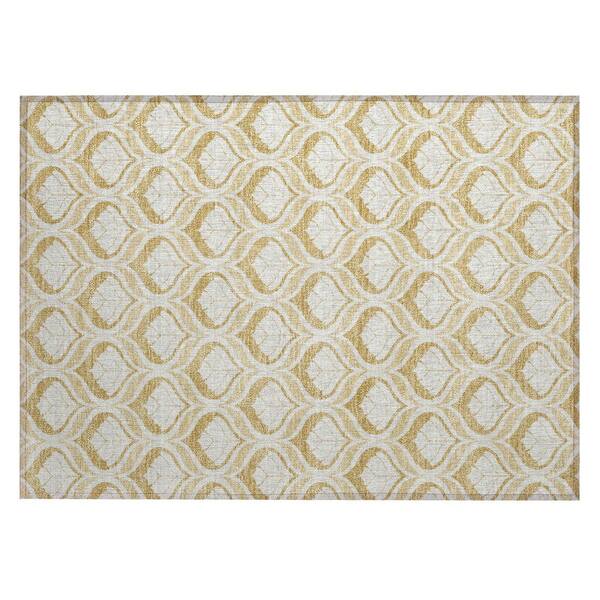 Chantille Machine Washable Indoor/Outdoor Abstract ACN2379 Gold 2 ft. x 3 ft. Accent Rug