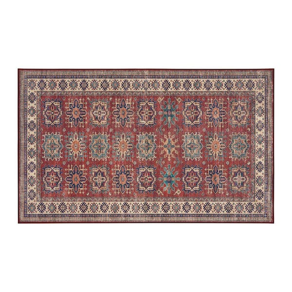 Minot Printed Chenille Red 3 ft. x 5 ft. Polyester Accent Rug