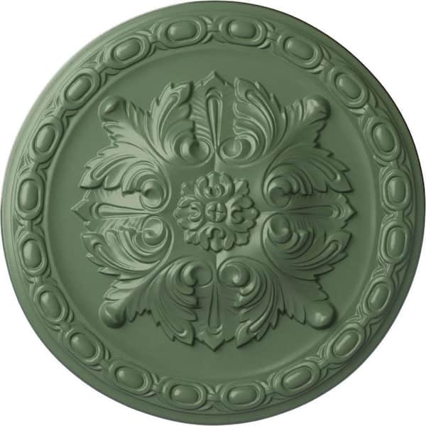 Ekena Millwork 11-3/4" x 3/8" Stockport Urethane Ceiling, Hand-Painted Athenian Green