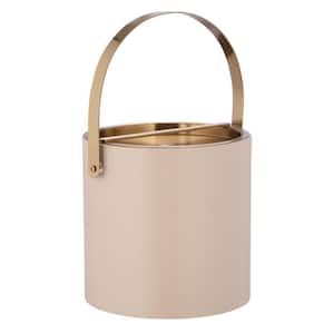 Santa Barbara 3 Qt. Taupe Ice Bucket Brushed Gold Arch Handle and Bridge Cover