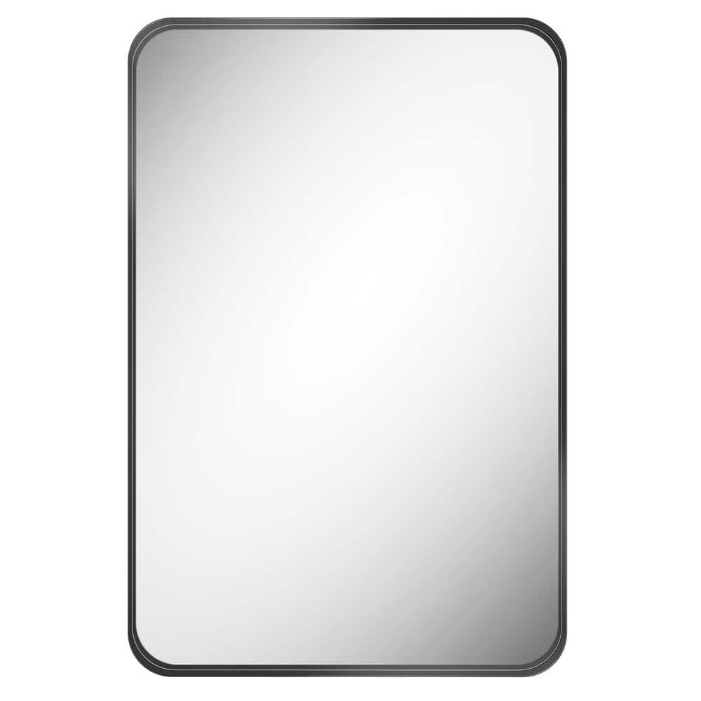 24 in. W x 36 in. H Rectangle Round Corners Black Frame Full Length