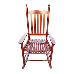 Countryside Simple Style 42.25 in. H Red Rocking Wooden Outdoor Chair Porch Rocking Lounge Chair