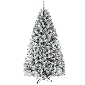 6 ft. White Unlit Flocked PVC Artificial Christmas Tree with Metal Stand