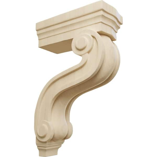 Ekena Millwork 3-7/8 in. x 8 in. x 13 in. Rubberwood Los Angeles Hollow Back Corbel