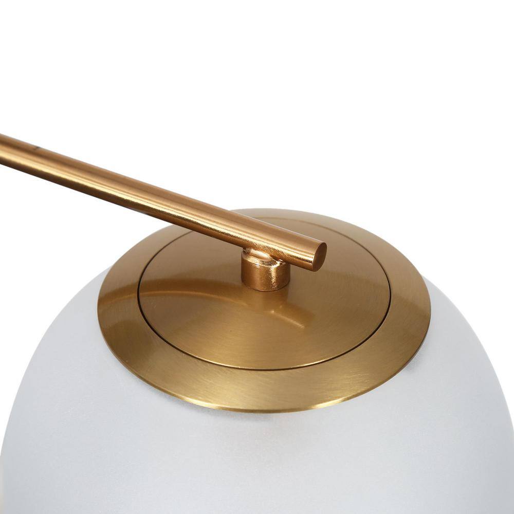 Modern 19" Matte Black and Brass Semi-Flush Mount with Frosted Glass Globes
