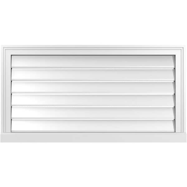 Ekena Millwork 38" x 20" Vertical Surface Mount PVC Gable Vent: Functional with Brickmould Sill Frame