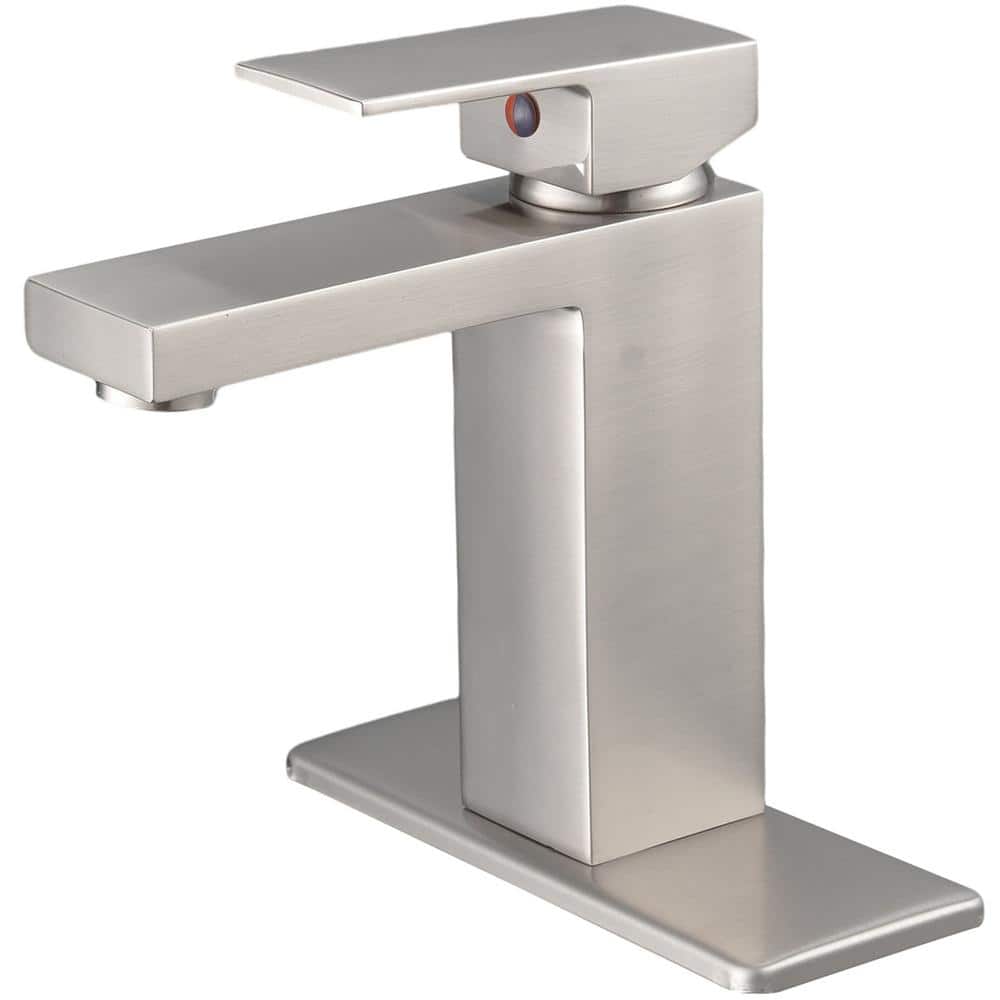 Single Handle Single Hole Bathroom Faucet with Deckplate Modern Deck Mount 