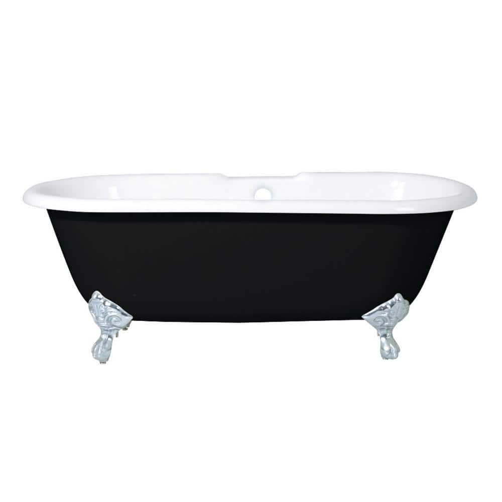 Classic 5.5 ft. Cast Iron Polished Chrome Claw Foot Double Ended Tub with 7