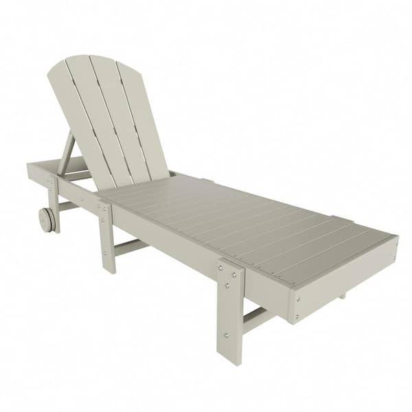 WESTIN OUTDOOR Laguna Sand HDPE Plastic Outdoor Adjustable Adirondack Chaise Lounger With Wheels