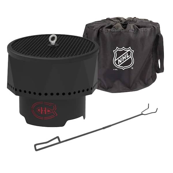 BLUE SKY OUTDOOR LIVING The Ridge NHL 15.7 in. x 12.5 in. Round Steel Wood Pellet Portable Fire Pit with Spark Screen, Poker Montreal Canadiens