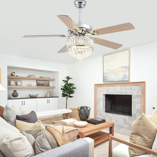 Oaks Aura Cerello 52 in. Indoor Chrome Glam Crystal Shade