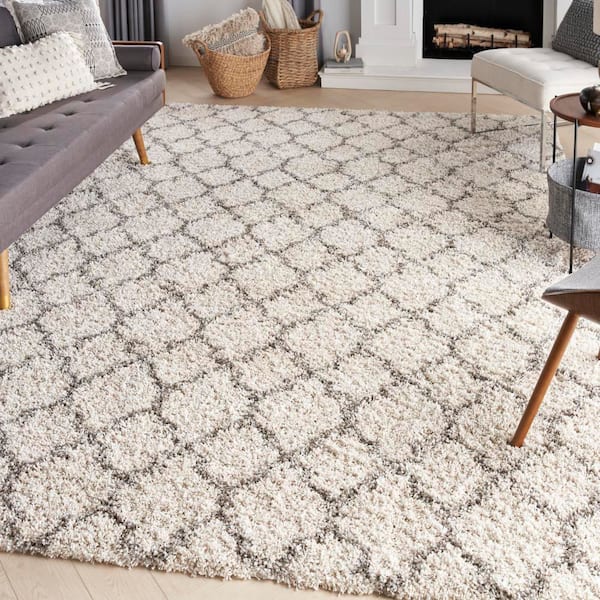 Amore Cream 8 ft. x 11 ft. Shag Contemporary Area Rug