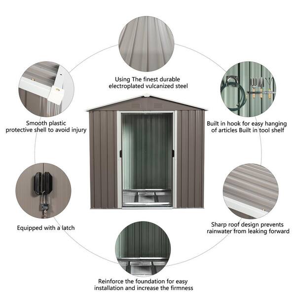 Zeus &amp; Ruta 6 ft. W x 5 ft. D Outdoor Storage Shed, with Metal 