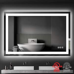 48 in. W x 32 in. H Rectangular Frameless LED Light Anti-Fog Wall Bathroom Vanity Mirror with Backlit and Front Light