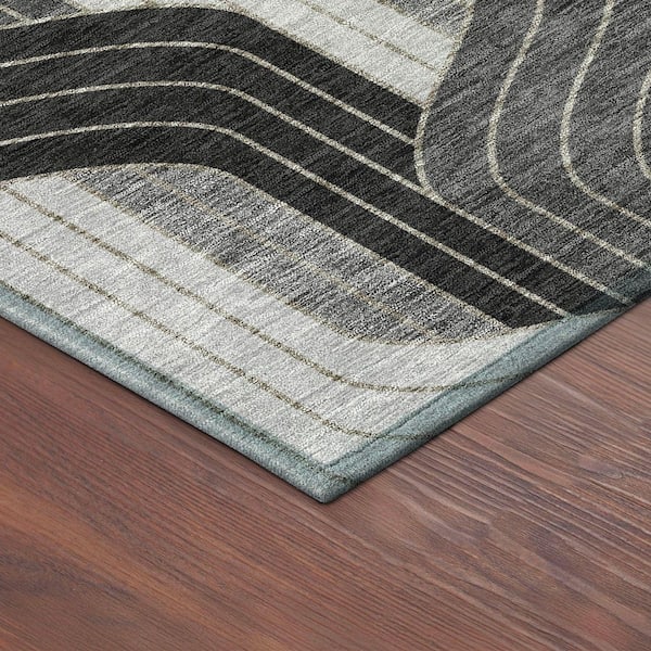 Chantille Machine Washable Indoor/Outdoor Abstract ACN2422 Black 10 ft. x 14 ft. Area Rug