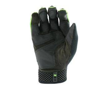 Extreme Work Large Black/Neon Green Safety Performance Synthetic Leather Work Glove with Extra Padding and Touch Screen