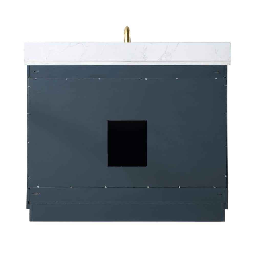 Gazsi 42" Charcoal Blue Wood Vanity with Composite Stone Top