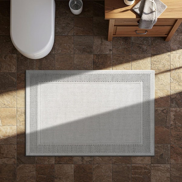 Coastal Beige 2 ft. x 3 ft. Bordered Washable Easy Jute Modern Indoor Outdoor Area Rug