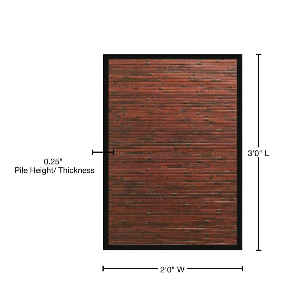 Mahogany and Black Bamboo Rectangular Area Rug, 2' x 3'