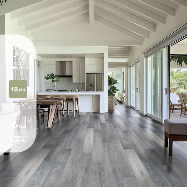 Lake Annette Oak 12 MIL x 7 in. W x 48 in. L Click Lock Waterproof Luxury Vinyl Plank Flooring (23.8 sq. ft. / case)