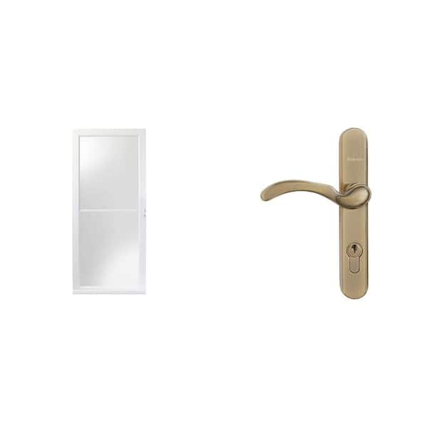3000 Series 36 in. x 80 in. White Aluminum Storm Door and 3000/4000 Series Antique Brass Handle Set