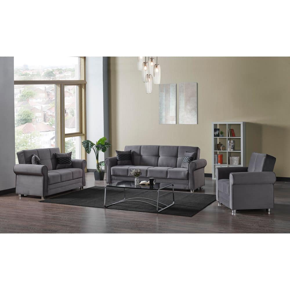 Convertible Sleeper Arm Chair with Storage, Click-Clack Chair Bed for Small Spaces, Living Room, Bedroom, Grey