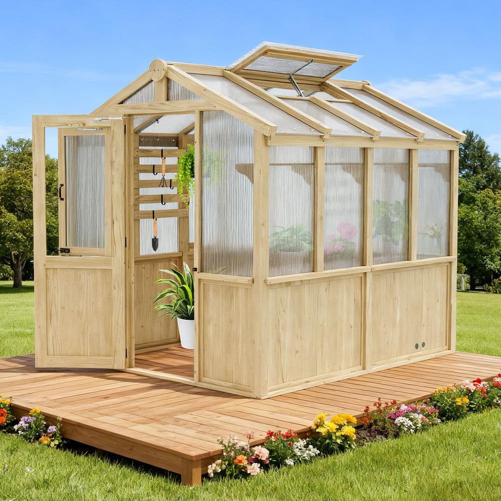 COOS BAY 6.7 ft. W x 7.8 ft. D x 7.7 ft. H Wood PC Greenhouse Walk